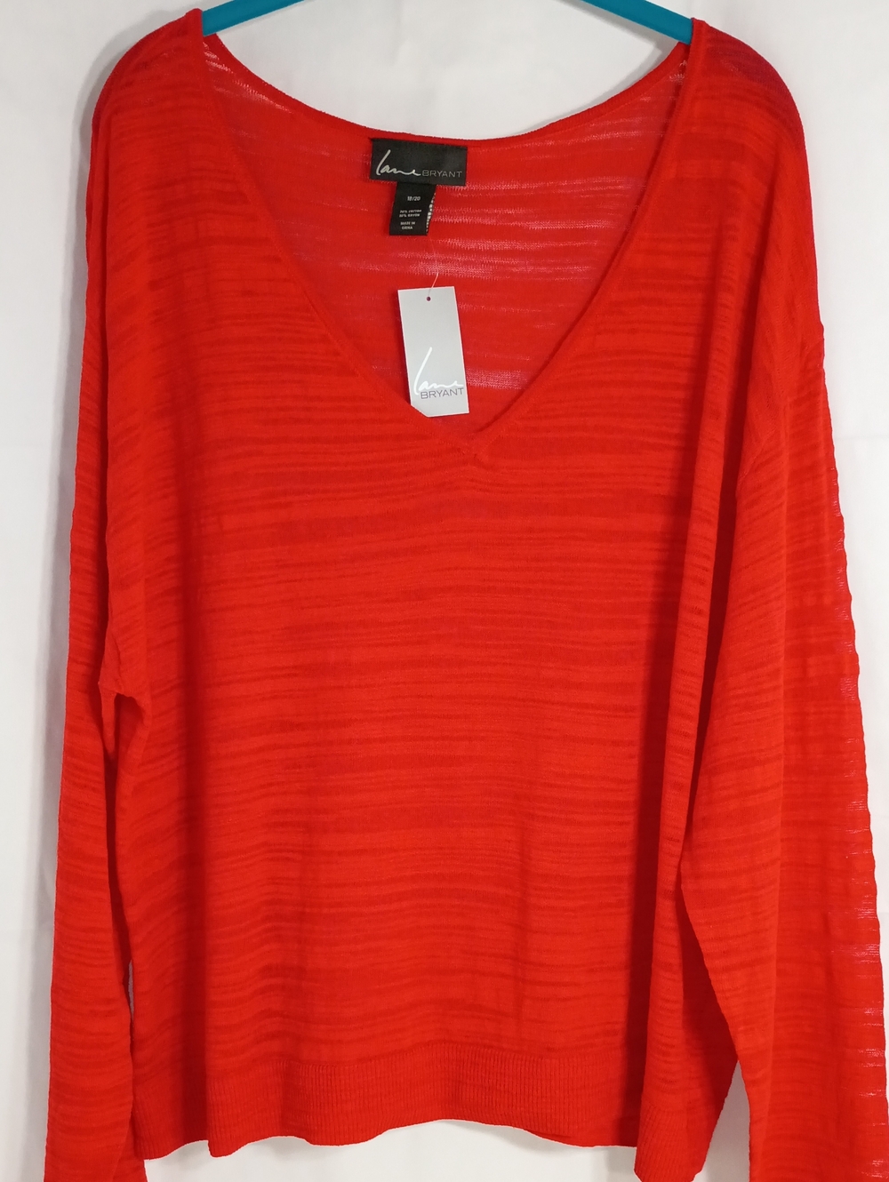 Lane Bryant Red Lightweight V-Neck Sweater